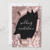 Invitation Parties scintillant de Mariage Rose en or noir bla (Devant)