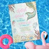 Invitation Parties scintillant de menthe queue de sirène sous