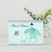 Invitation Parties scintillant de menthe turquoise Confetti S (Debout devant)