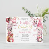 Invitation Parties scintillant de neige de l'hiver onederland (Debout devant)