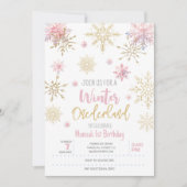 Invitation Parties scintillant de neige de l'hiver onederland (Devant)