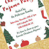 Invitation Parties scintillant de Noël du pyjama