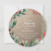 Invitation Parties scintillant de Noël Luncheon hiver Floral  (Devant)