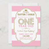 Invitation Parties scintillant de perles et d'or d'abord Invi (Devant)