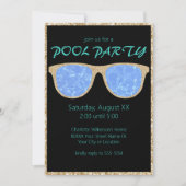Invitation Parties scintillant de piscine Noir et or Lunettes (Devant)