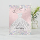 Invitation Parties scintillant de poussière d'or blanche Quin (Debout devant)