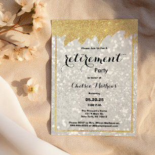 Invitation Parties scintillant de retraite moderne luxe blanc