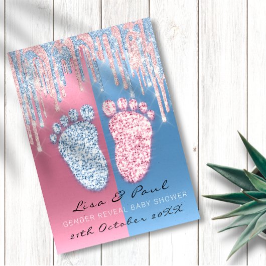 Invitation Parties scintillant de révélation de genre Drip ro