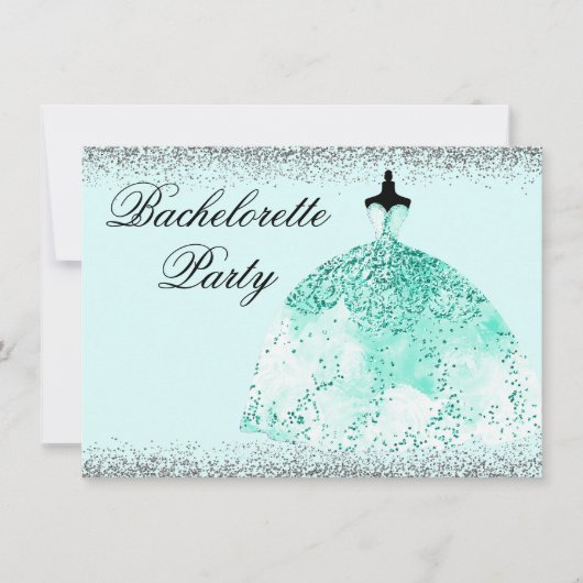 Invitation Parties scintillant de robe de menthe turquoise Ba (Devant)
