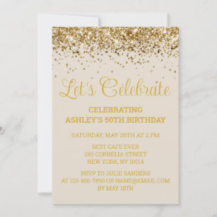 Invitation Parties scintillant de sable et d'or 50e anniversa