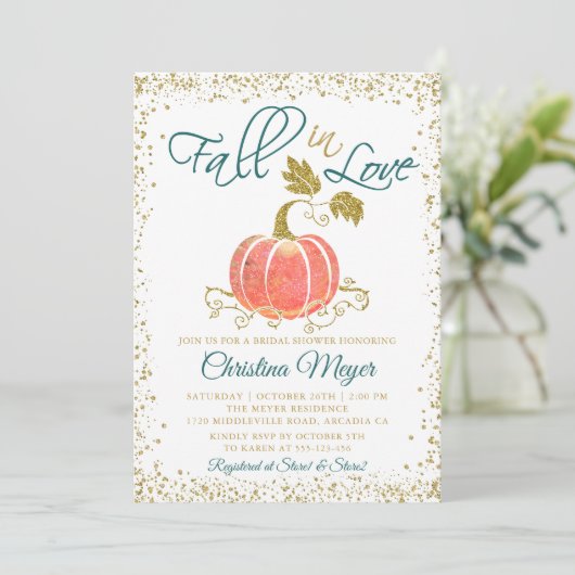 Invitation Parties scintillant de script Citrouille chute dan (Debout devant)