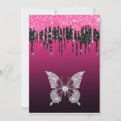 Invitation Parties scintillant de séchage rose et noir chaud  (Dos)