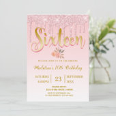 Invitation Parties scintillant de séchage rose | Sweet 16 (Debout devant)