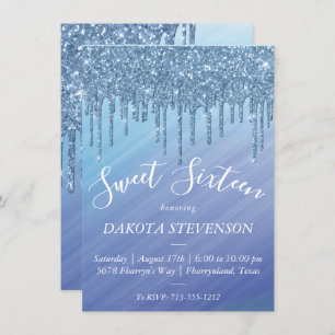 Invitation Parties scintillant de séchage Sweet sixteen Omb