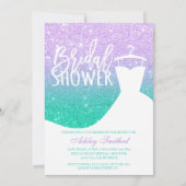 Invitation parties scintillant de sirène robe turquoise viole (Devant)