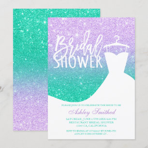 Invitation parties scintillant de sirène robe turquoise viole