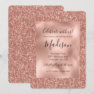 Invitation Parties scintillant de verre élégante rose Gold Gl