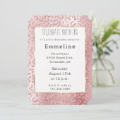 Invitation Parties scintillant de verre rose pâle Leopard (Debout devant)