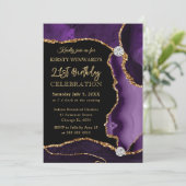 Invitation Parties scintillant de violet et d'or Faux Agate A (Debout devant)