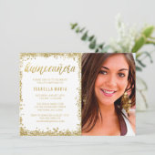 Invitation Parties scintillant des Faux d'or blanc Quinceaner (Debout devant)