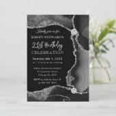 Invitation Parties scintillant des Faux Noirs et Argent Anniv (Debout devant)
