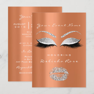 Invitation Parties scintillant des lèvres de corail gris arge