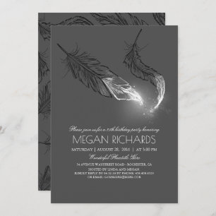 Invitation Parties scintillant des Plumes trempées d'argent f