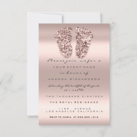 Invitation Parties scintillant d'étincelle Baby shower Pieds  (Devant)