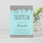 Invitation Parties scintillant d'étincelle d'argent 13e treiz (Debout devant)