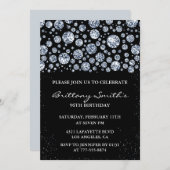 Invitation Parties scintillant d'étincelle de diamant noir 96 (Devant / Derrière)