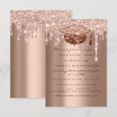 Invitation Parties scintillant d'étincelle Rose Gold Graduate (Devant / Derrière)