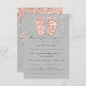 Invitation Parties scintillant d'étincelle Rose Gris Baby sho (Devant / Derrière)