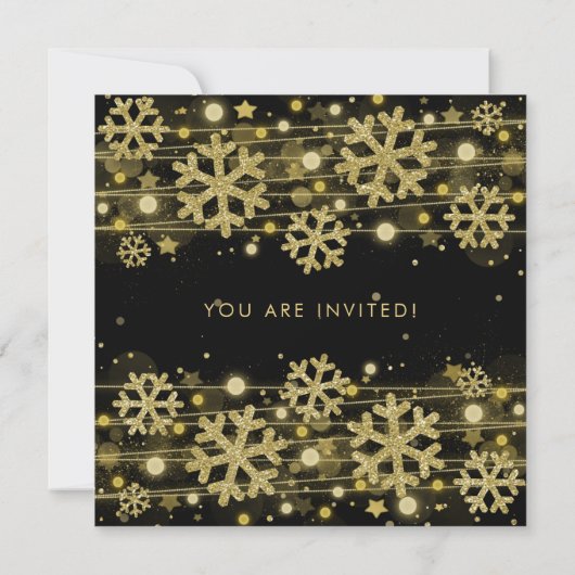 Invitation Parties scintillant d'hiver Gold Black Glam 30e an (Dos)