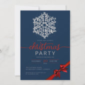 Invitation Parties scintillant d'hiver Silver Navy Snowflake  (Devant)