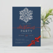 Invitation Parties scintillant d'hiver Silver Navy Snowflake  (Debout devant)