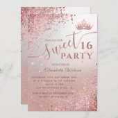 Invitation parties scintillant diamant cool rose or tiara dou (Devant / Derrière)