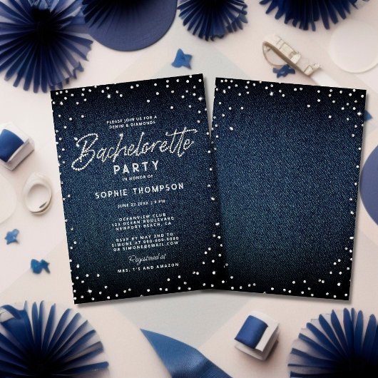 Invitation Parties scintillant Diamants Denim Élégante Bachel