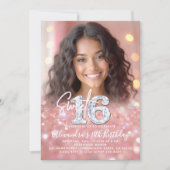 Invitation Parties scintillant Diamants Rose Gold Chic Photo  (Devant)