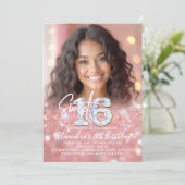 Invitation Parties scintillant Diamants Rose Gold Chic Photo  (Debout devant)