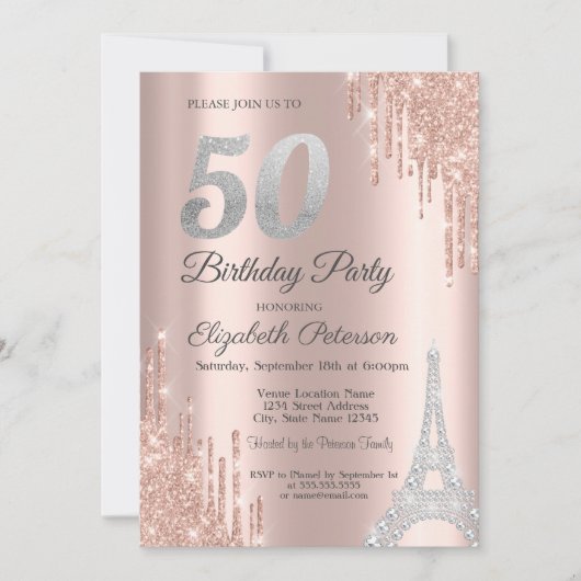 Invitation Parties scintillant, Diamants Tour Eiffel 50e anni (Devant)