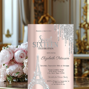 Invitation Parties scintillant, Diamants Tour Eiffel Sweet 16