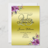 Invitation Parties scintillant Diamond Aquarelle Fleurs Or An (Devant)