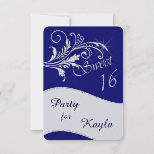 Invitation Parties scintillant Diamond bleu Doux 16 Partie