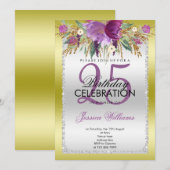 Invitation Parties scintillant Diamond Classy Fleurs d'aquare (Devant / Derrière)