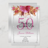 Invitation Parties scintillant Diamond Classy Fleurs d'aquare (Devant / Derrière)
