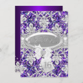 Invitation Parties scintillant Diamond violet Princess Sweet  (Devant / Derrière)