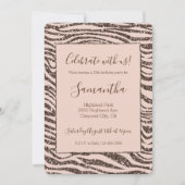 Invitation Parties scintillant d'impression Brown Zebra de la (Devant)