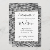 Invitation Parties scintillant d'impression Silver Black Glit (Devant / Derrière)
