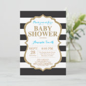 Invitation Parties scintillant d'invitation Baby shower bleu  (Debout devant)