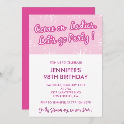 Invitation Parties scintillant d'invitations de 98e anniversa (Devant / Derrière)